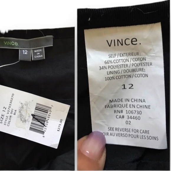 Vince black checked pleated skirt Size 12 , NWT - Picture 5 of 7